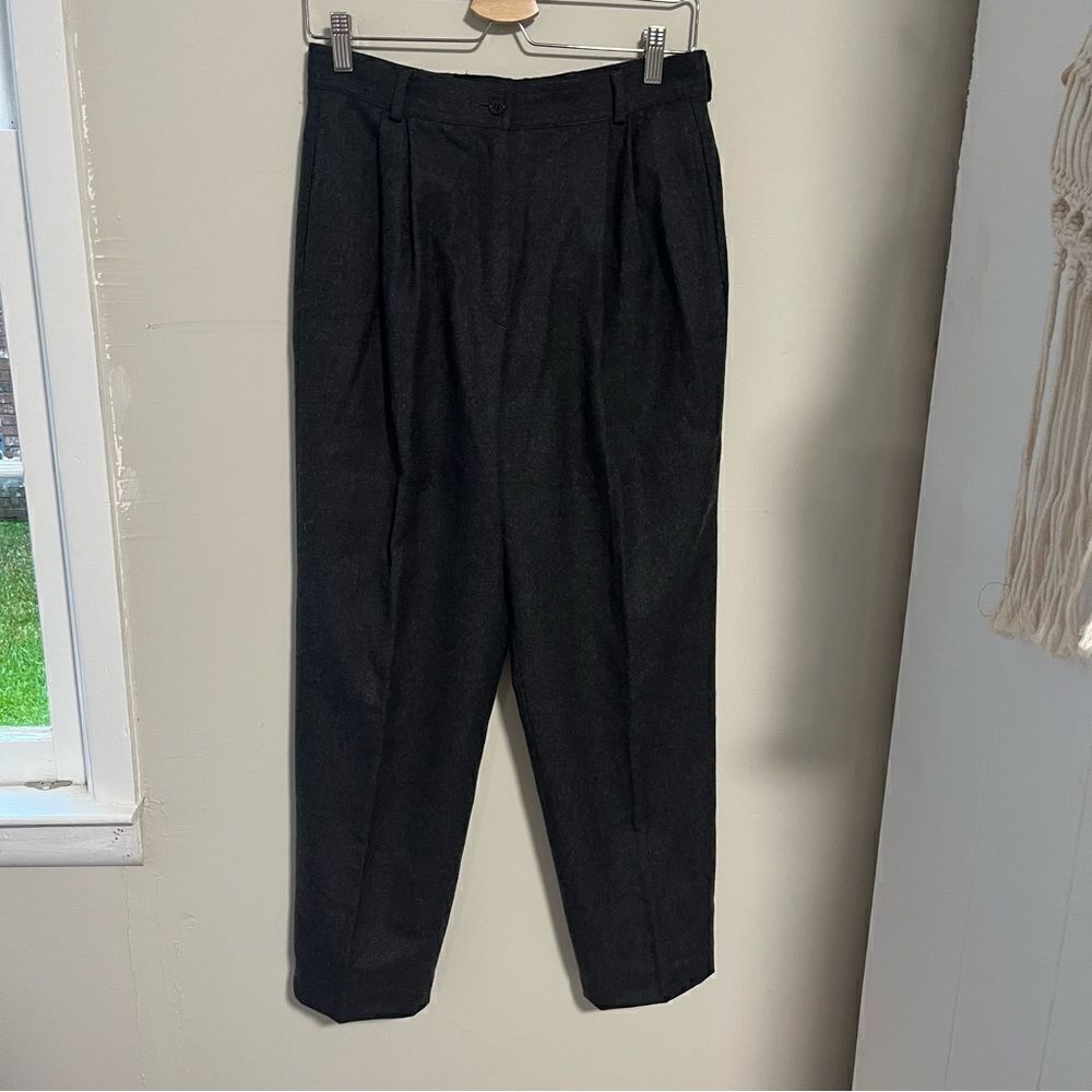 Valentino Wool Pleated Charcoal Gray Dress Slacks - Picture 3 of 12